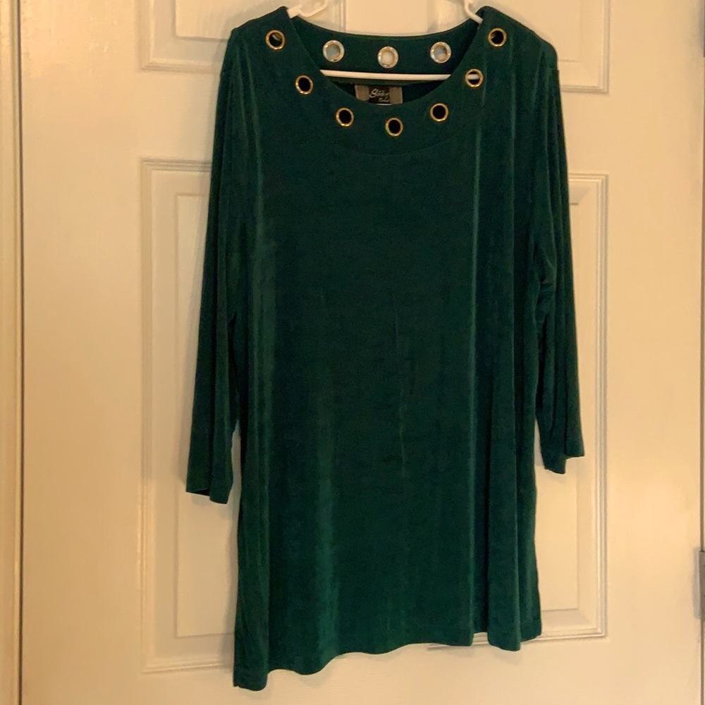 Forest Green Blouse, 3/4 sleeve